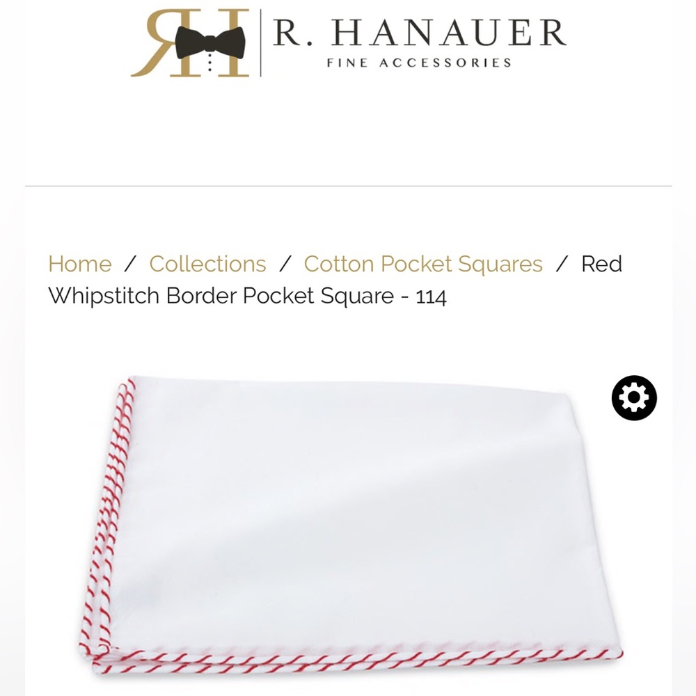 R. Hanauer - Red Whipstitch Border Pocket Square